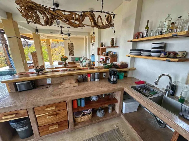 Cocina totalmente equipada de la villa en Mazunte